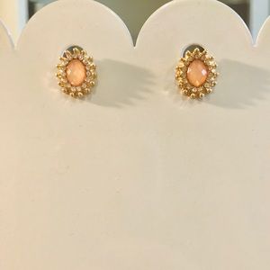 Classy Peach, Crystal & Gold Fashion Earrings